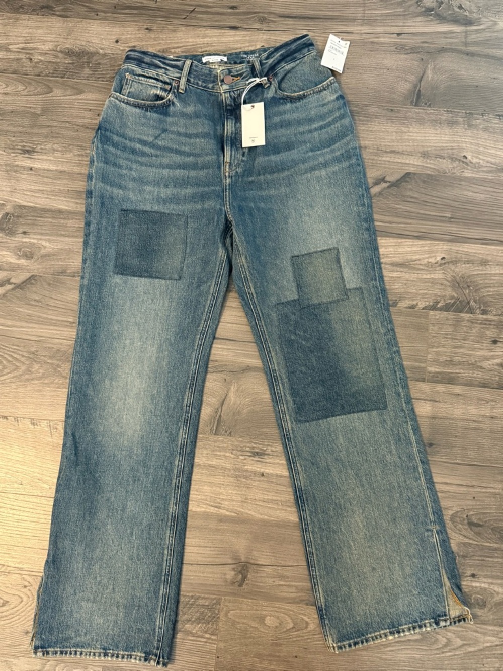 Good American The Khloé High Waist Patch Denim Straight Leg Jeans